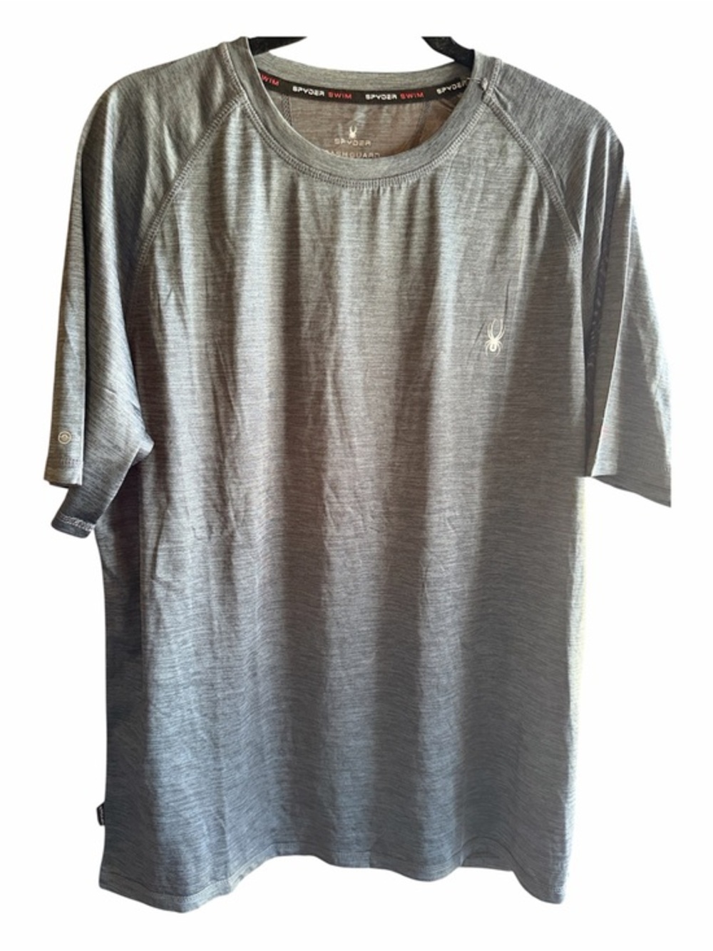 Spyder Men’s Heather Gray Logo Short-Sleeve Performance Tee Rashguard 🆕 UPF 30+